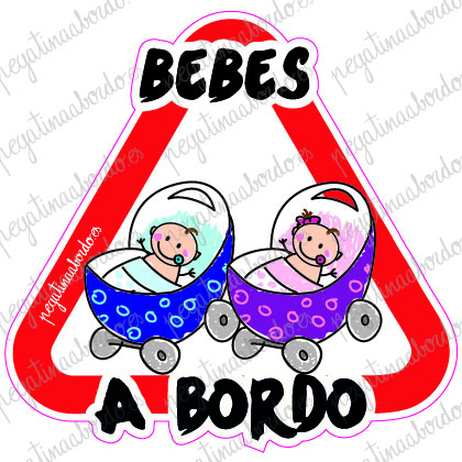 01017-BEBES A BORDO - 2 Bebes Carro Niño NIña (jpg) Bebes a Bordo Carro Azul y Carro Rosa